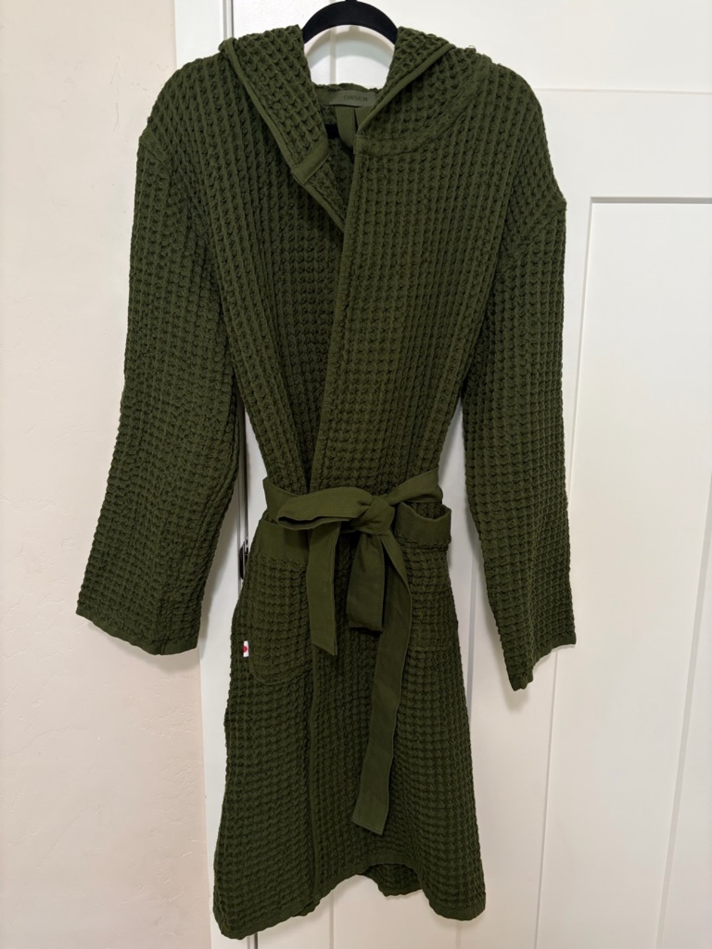 Onsen Supima Waffle Bath Robe, Forest Green, Size S, Unisex - Picture 2 of 9